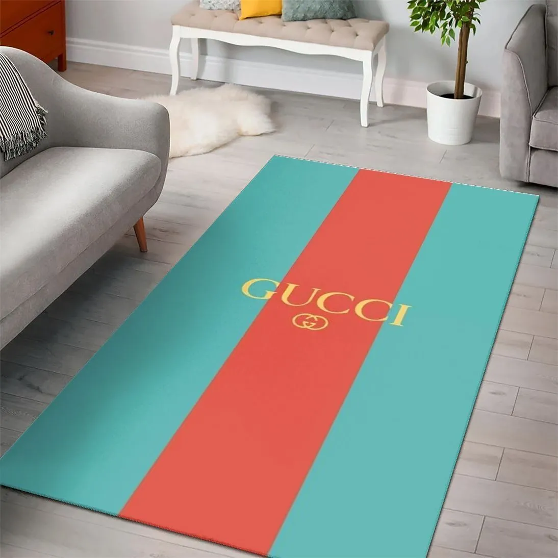 Gucci Rectangle Rug Fashion Brand Area Carpet Home Decor Door Mat Luxury