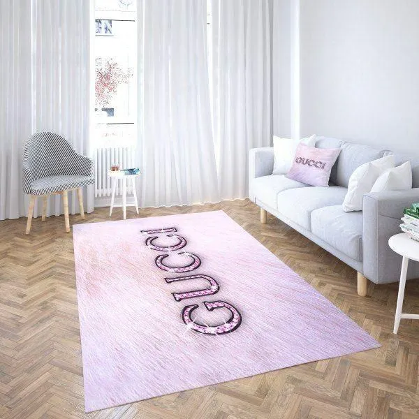 Gucci Pink Rectangle Rug Luxury Fashion Brand Home Decor Door Mat Area Carpet