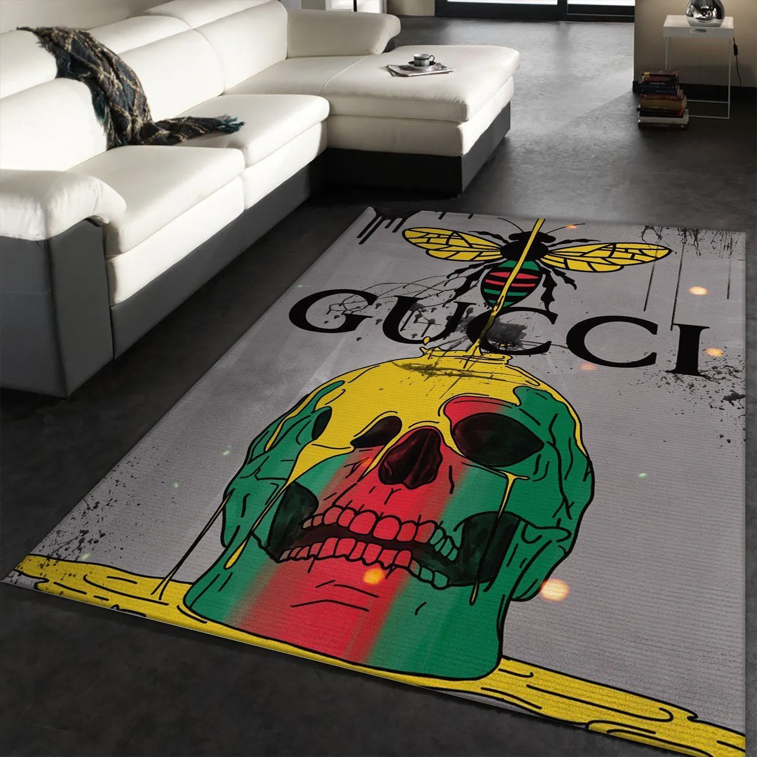 Gucci Skull Rectangle Rug Fashion Brand Area Carpet Home Decor Luxury Door Mat