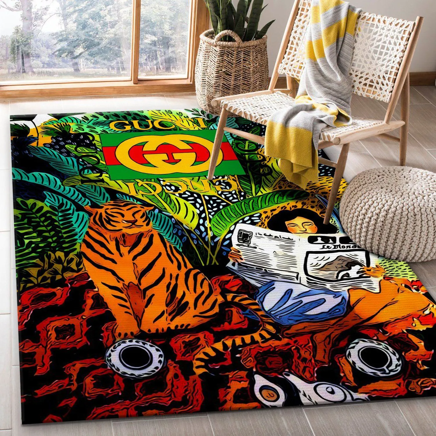 Gucci Tiger Rectangle Rug Home Decor Door Mat Luxury Fashion Brand Area Carpet