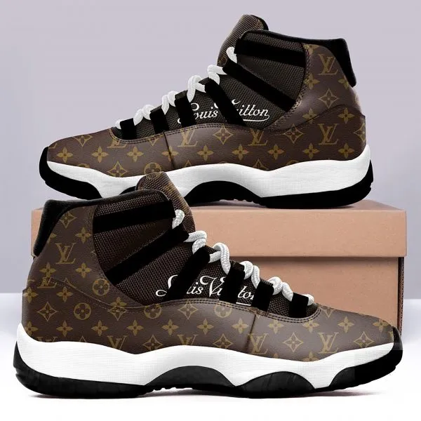 Louis Vuitton Black Brown Air Jordan 11 Fashion Shoes Sneakers Sport Luxury