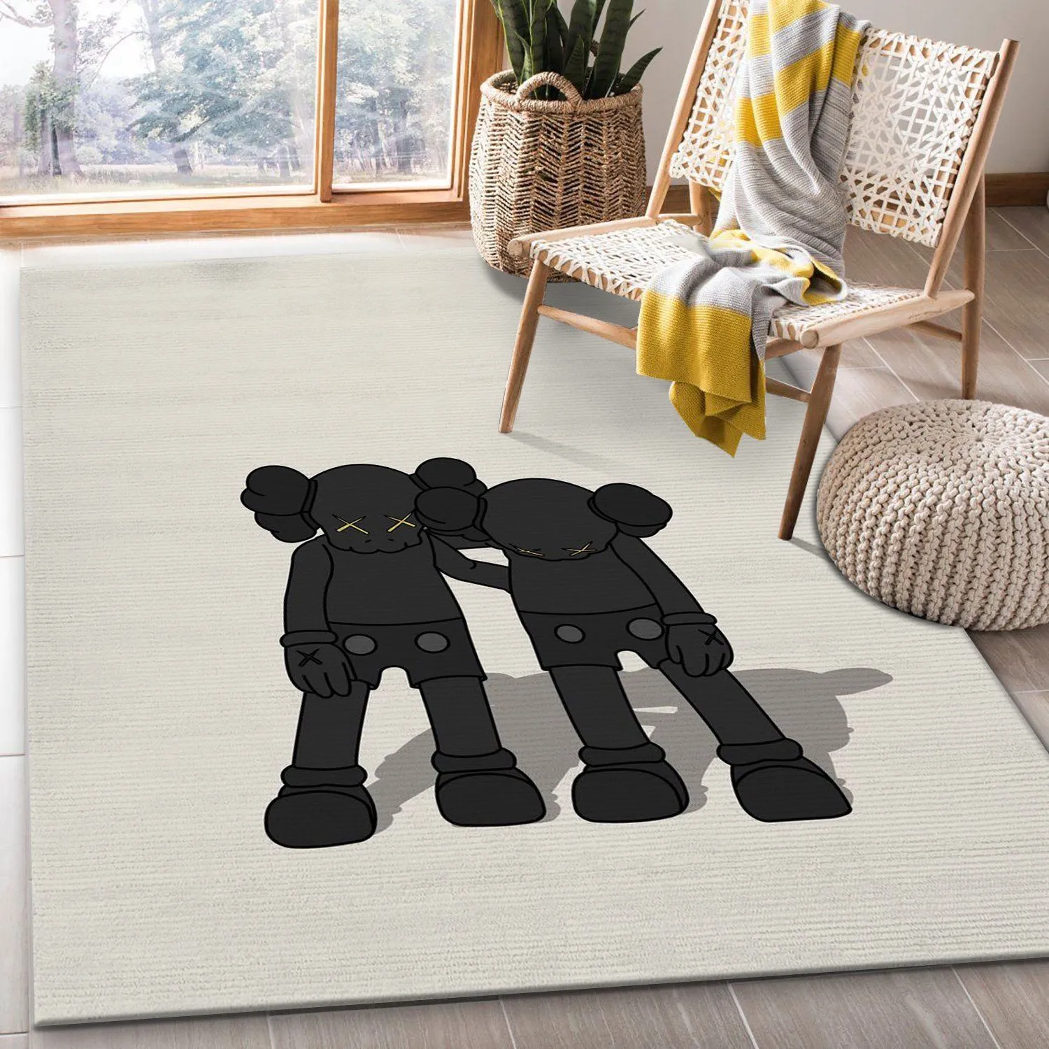 Kaws Along The Way Black Rectangle Rug Fashion Brand Luxury Door Mat Home Decor Area Carpet