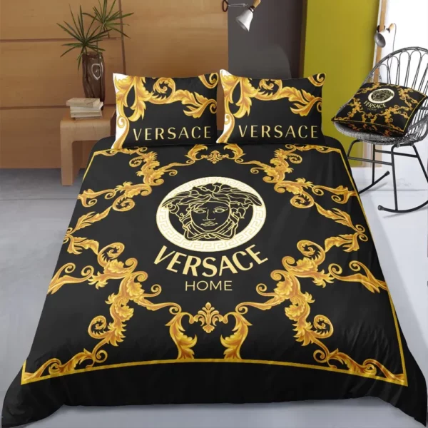 Versace Logo Brand Bedding Set Luxury Bedspread Bedroom Home Decor