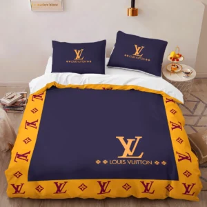 Louis Vuitton Logo Brand Bedding Set Bedroom Bedspread Luxury Home Decor