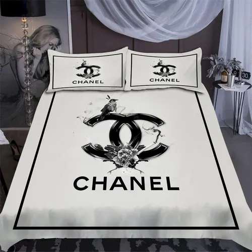 Chanel Flowers Bird Logo Brand Bedding Set Luxury Bedroom Bedspread Home Decor