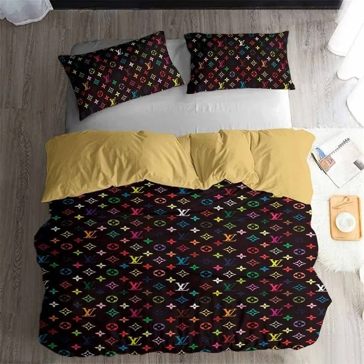 Louis Vuitton Logo Brand Bedding Set Luxury Bedroom Bedspread Home Decor