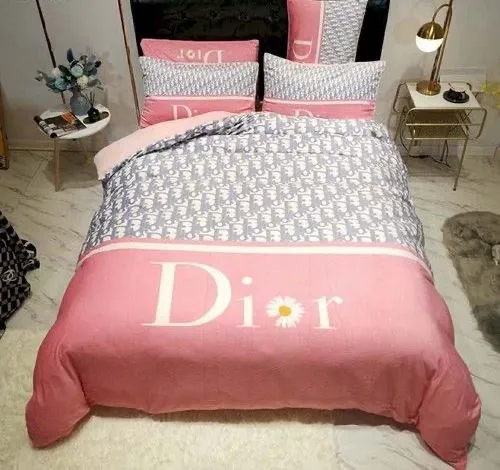 Dior Logo Brand Bedding Set Bedspread Luxury Bedroom Home Decor