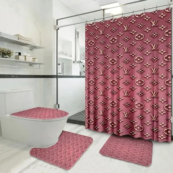 Louis Vuitton Pinky Bathroom Set Hypebeast Bath Mat Luxury Fashion Brand Home Decor