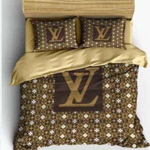 Louis Vuitton Amazing Logo Brand Bedding Set Home Decor Luxury Bedroom Bedspread