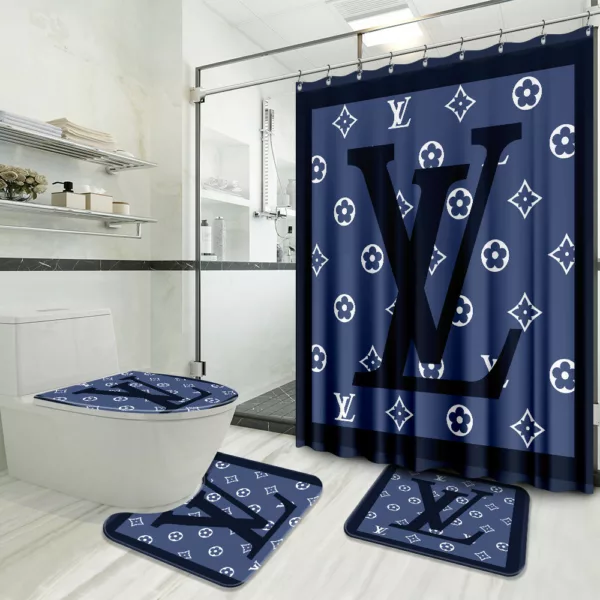 Louis Vuitton Blue Bathroom Set Hypebeast Home Decor Luxury Fashion Brand Bath Mat