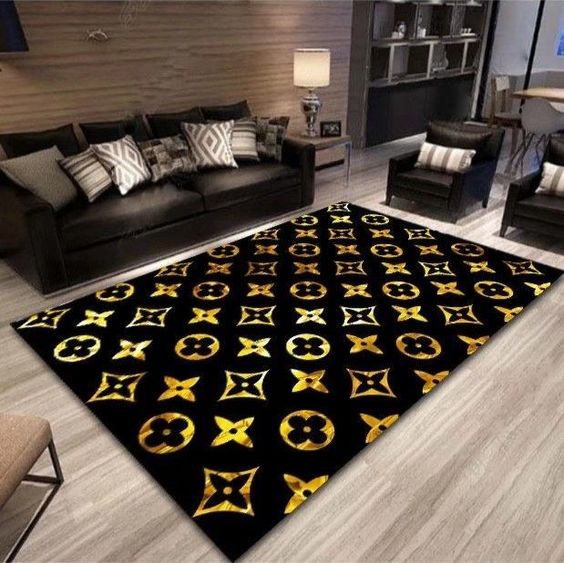 Louis Vuitton Golden Rectangle Rug Luxury Home Decor Area Carpet Fashion Brand Door Mat