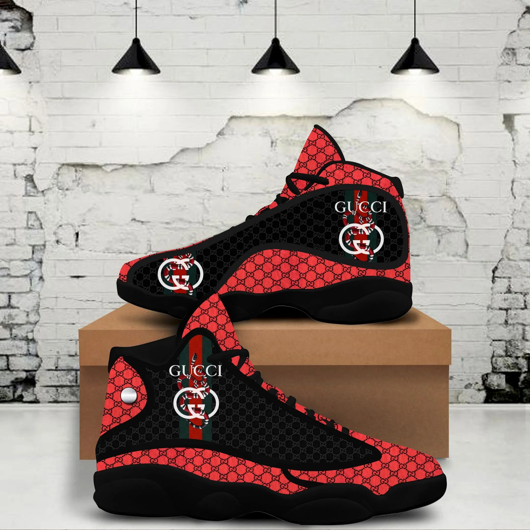 Gucci Red Snake Air Jordan 13 Shoes Trending Fashion Sneakers Luxury