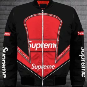 Louis Vuitton Supreme Black Bomber Jacket Fashion Brand Outfit Luxury