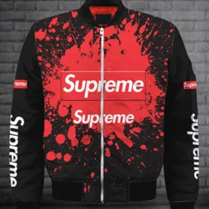 Supreme Red Paint Bomber Jacket Fashion Brand Outfit Luxury