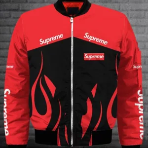 Supreme Red Black Bomber Jacket Fashion Brand Luxury Outfit