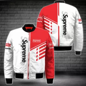 Supreme White Red Bomber Jacket Fashion Brand Outfit Luxury