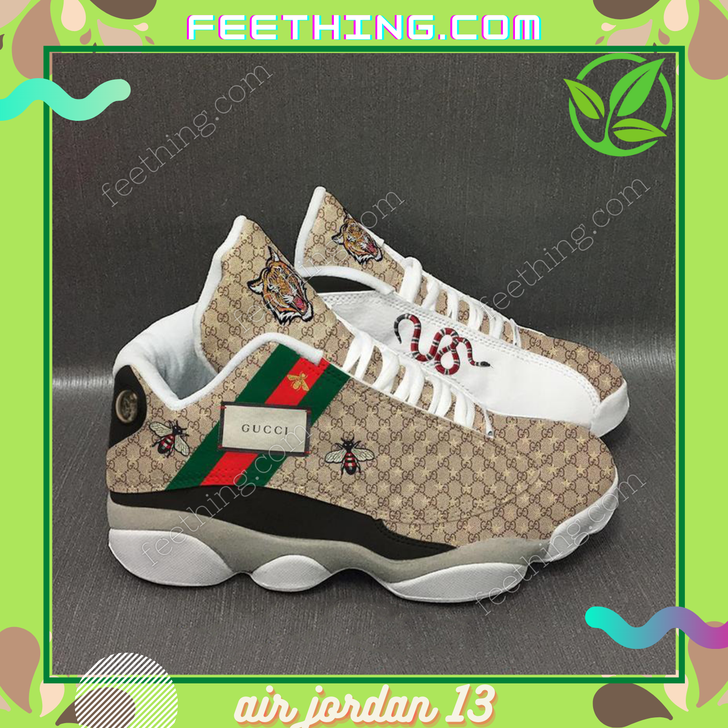 Gucci Bee  Snake Logo Air Jordan 13 Fashion Sneakers Trending Luxury Shoes