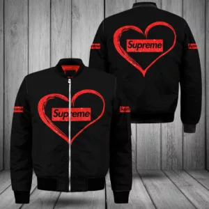 Supreme Heart Black Bomber Jacket Luxury Outfit Fashion Brand