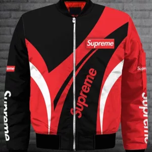 Supreme Logo Red Black Bomber Jacket Outfit Luxury Fashion Brand