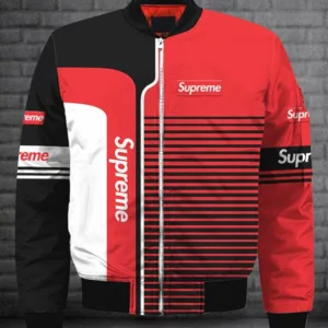 Supreme Logo Red Bomber Jacket Luxury Outfit Fashion Brand