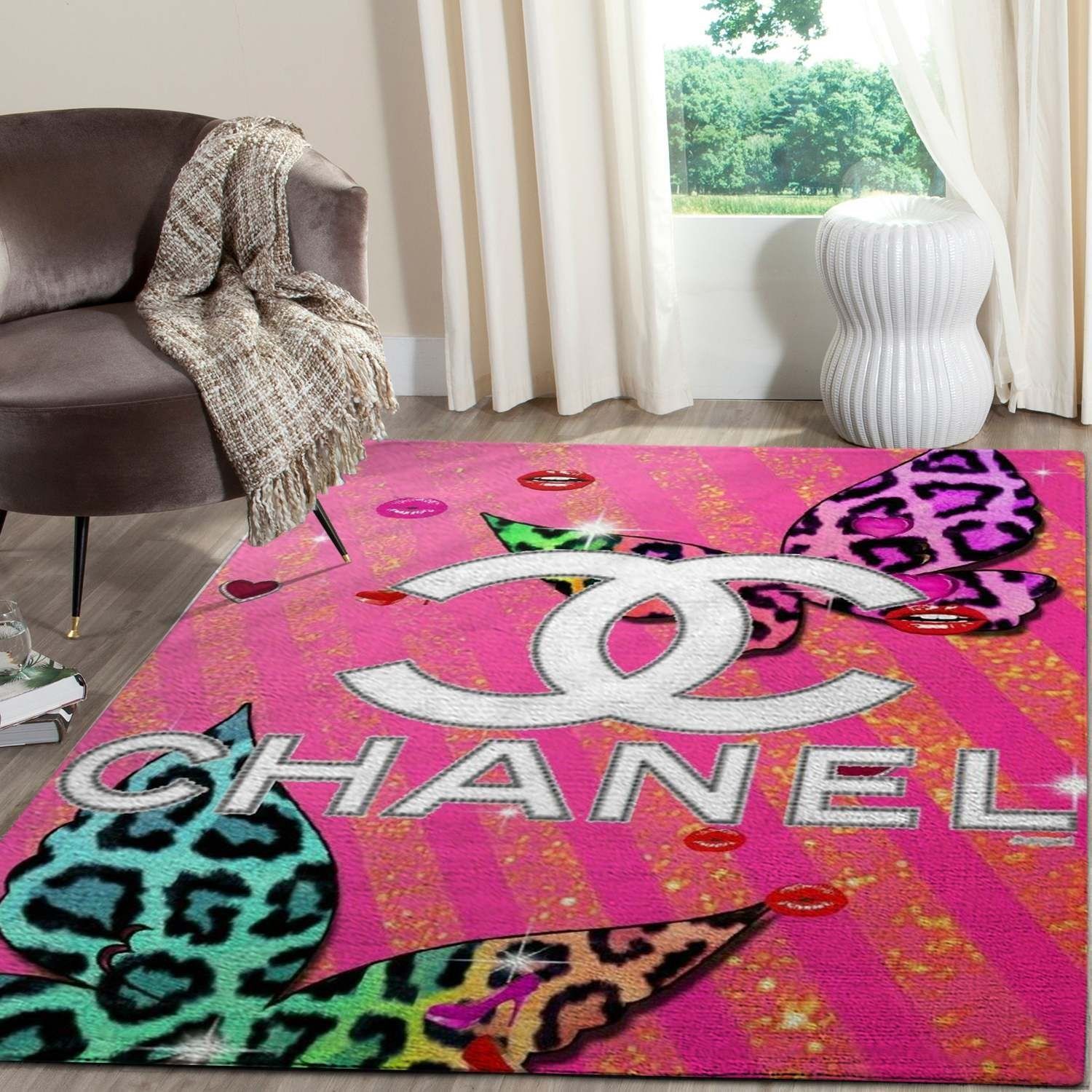 Chanel Pinky Rectangle Rug Luxury Fashion Brand Door Mat Area Carpet Home Decor