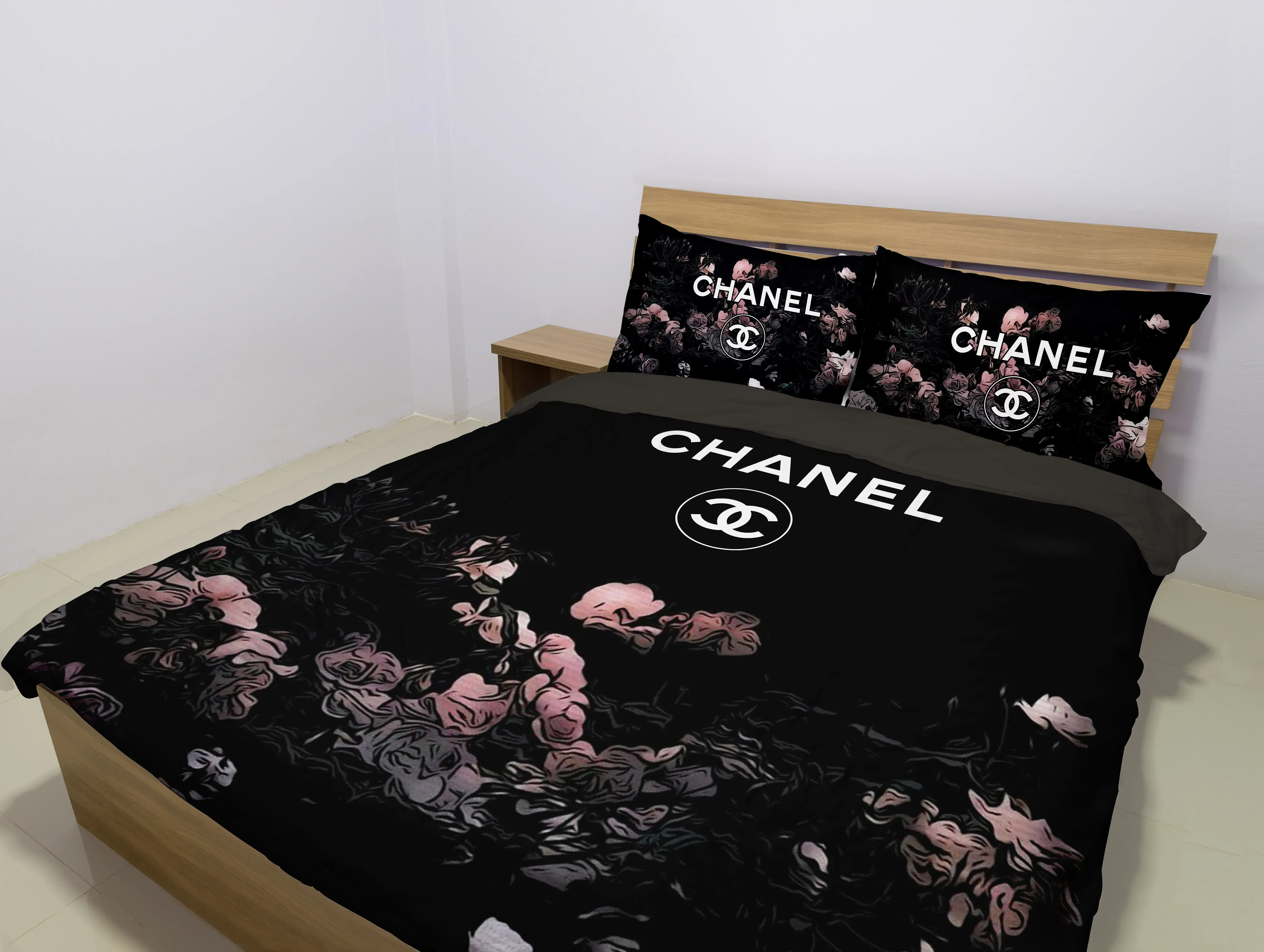 Chanel Flowers Logo Brand Bedding Set Bedspread Luxury Bedroom Home Decor