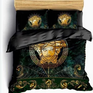 Versace Medusa Logo Brand Bedding Set Luxury Bedroom Home Decor Bedspread