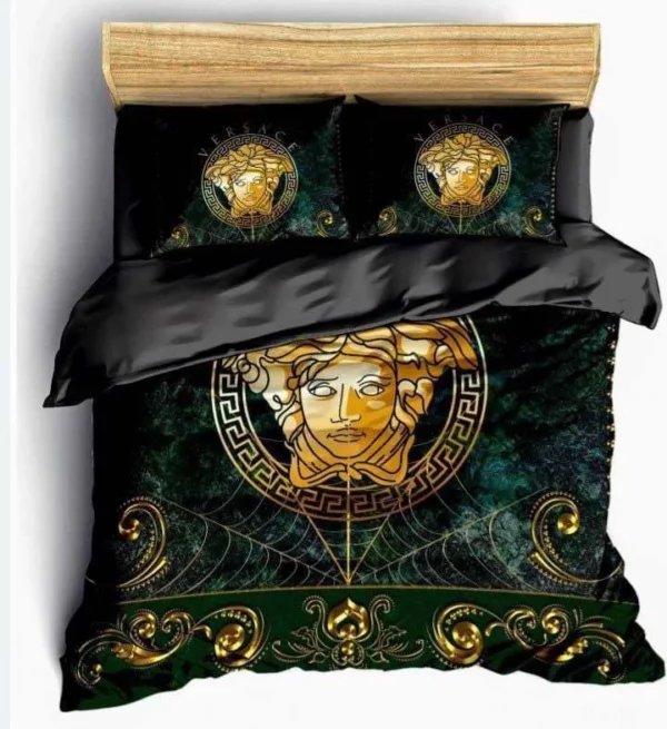 Versace Medusa Logo Brand Bedding Set Luxury Bedroom Home Decor Bedspread