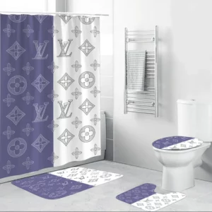 Louis Vuitton Blue White Bathroom Set Home Decor Hypebeast Luxury Fashion Brand Bath Mat