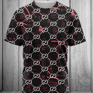 Gucci Red Pattern Black T Shirt Fashion Outfit Luxury