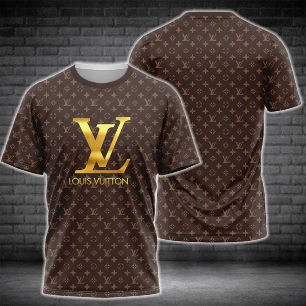 Louis Vuitton Golden Logo Brown T Shirt Luxury Outfit Fashion