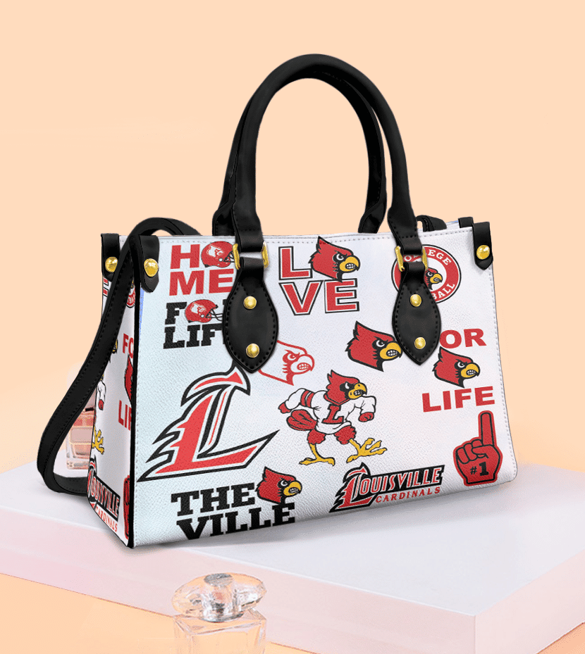 Louisville Cardinals 1g White Women Leather Hand Bag