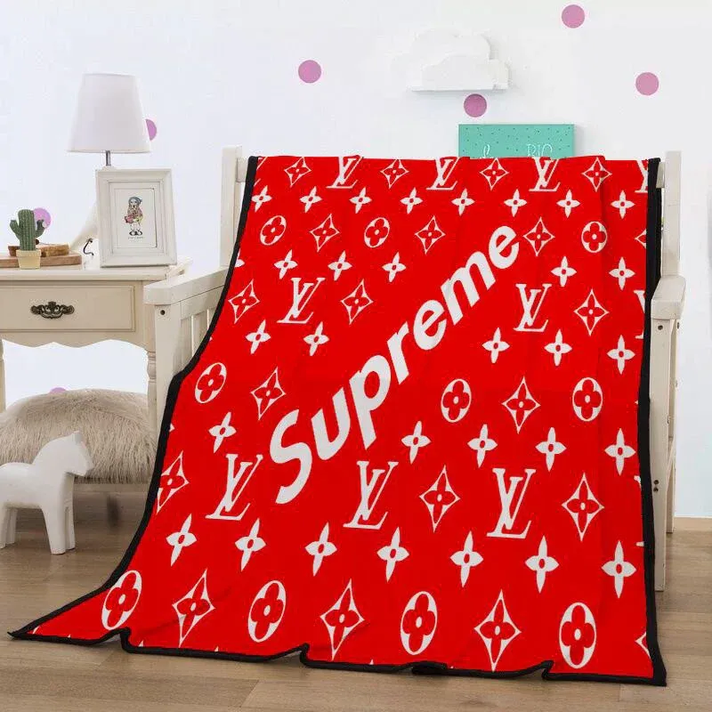 Louis Vuitton Supreme Fleece Blanket Home Decor Luxury Fashion Brand