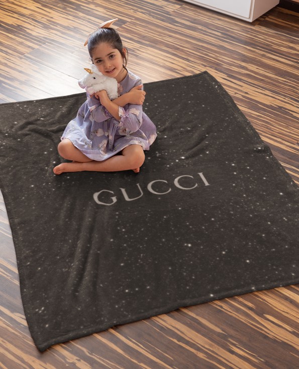 Gucci Dark Logo Fleece Blanket Luxury Fashion Brand Home Decor