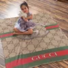 Gucci Golden Logo Fleece Blanket Home Decor Luxury Fashion Brand