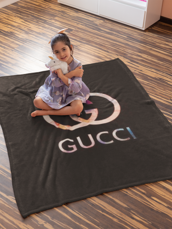 Gucci Black New Logo Fleece Blanket Fashion Brand Home Decor Luxury