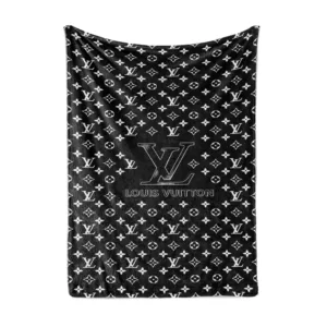 Louis Vuitton Black White Logo Fleece Blanket Luxury Fashion Brand Home Decor