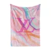 Louis Vuitton Colorful Logo Fleece Blanket Luxury Fashion Brand Home Decor