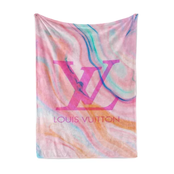 Louis Vuitton Colorful Logo Fleece Blanket Luxury Fashion Brand Home Decor