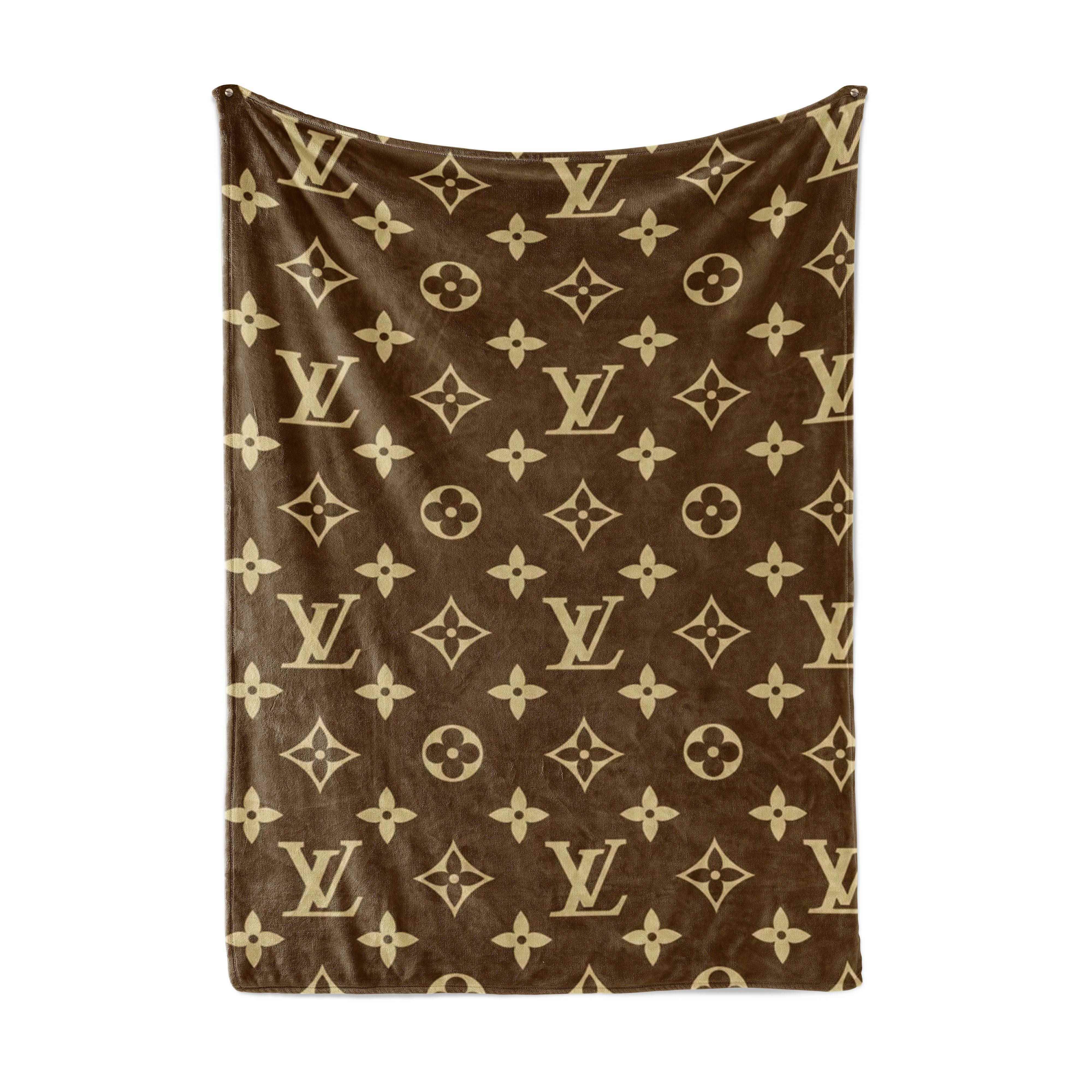 Louis Vuitton Brown Logo Fleece Blanket Home Decor Luxury Fashion Brand