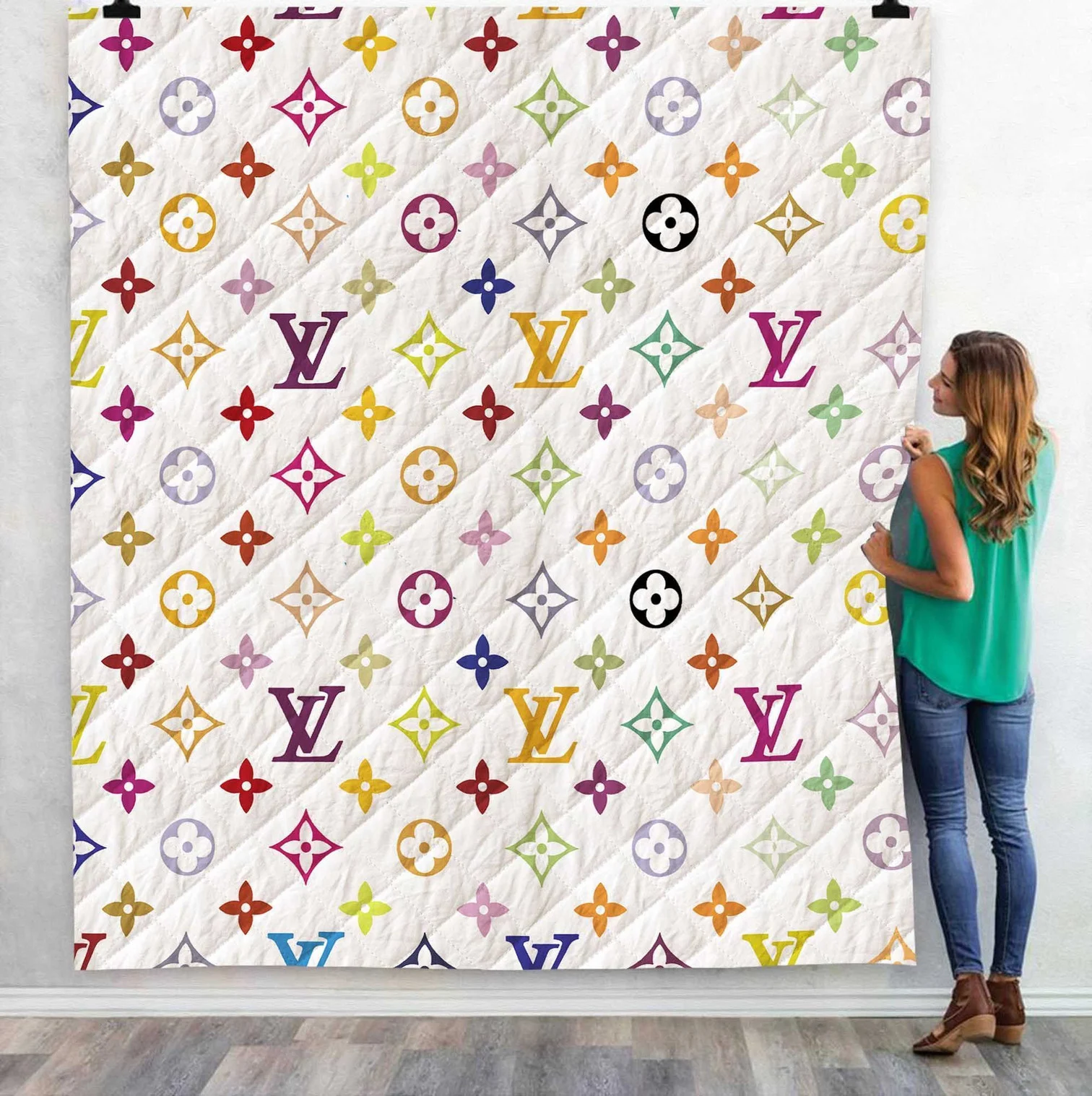 Louis Vuitton White Colorful Fleece Blanket Home Decor Fashion Brand Luxury