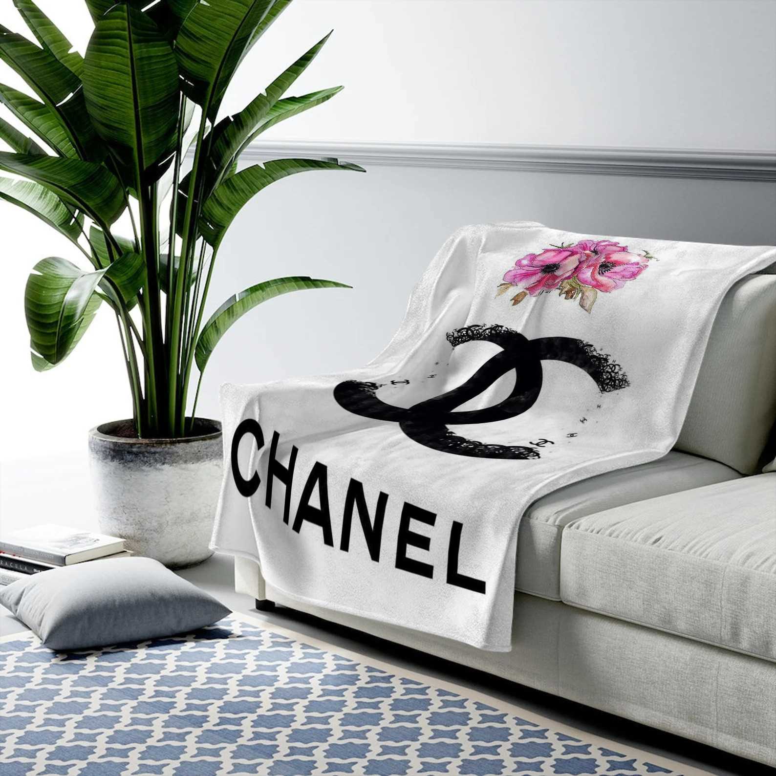 Chanel Flower Fleece Blanket Luxury Fashion Brand Home Decor