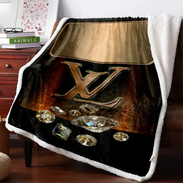 Louis Vuitton Diamon Logo Fleece Blanket Luxury Home Decor Fashion Brand