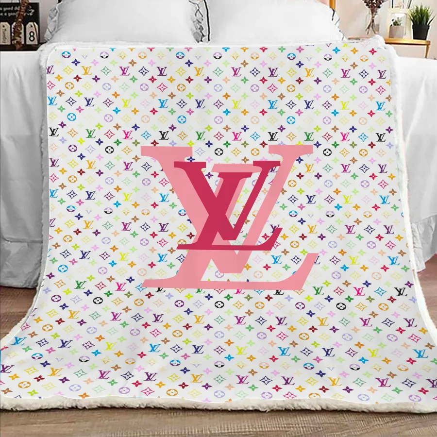 Louis Vuitton Colorful Fleece Blanket Luxury Fashion Brand Home Decor