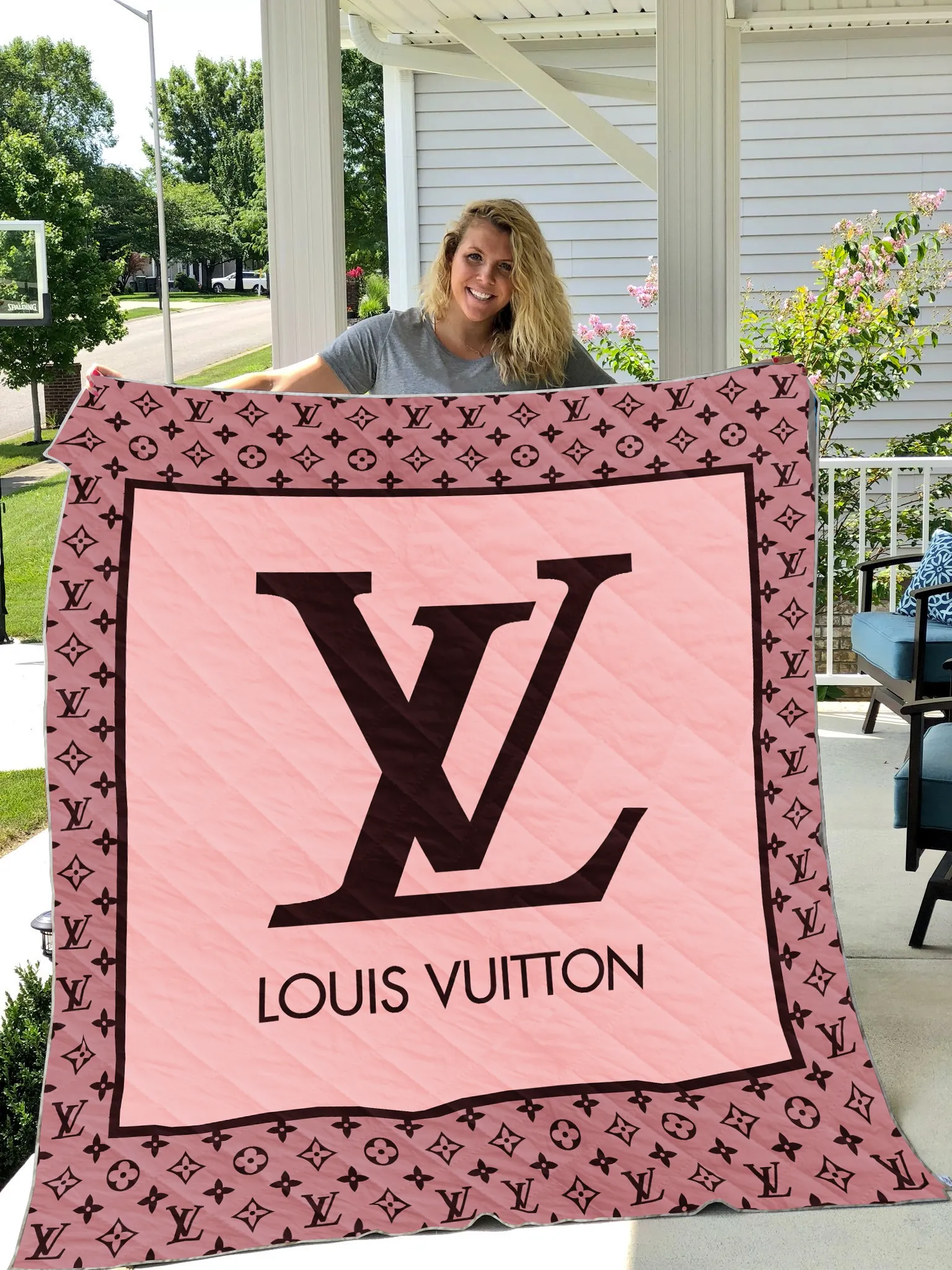 Louis Vuitton Pink Fleece Blanket Fashion Brand Home Decor Luxury