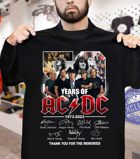 50 Years Of Acdc Band 1973 2023 Thank Memories Signatures 1 T Shirt