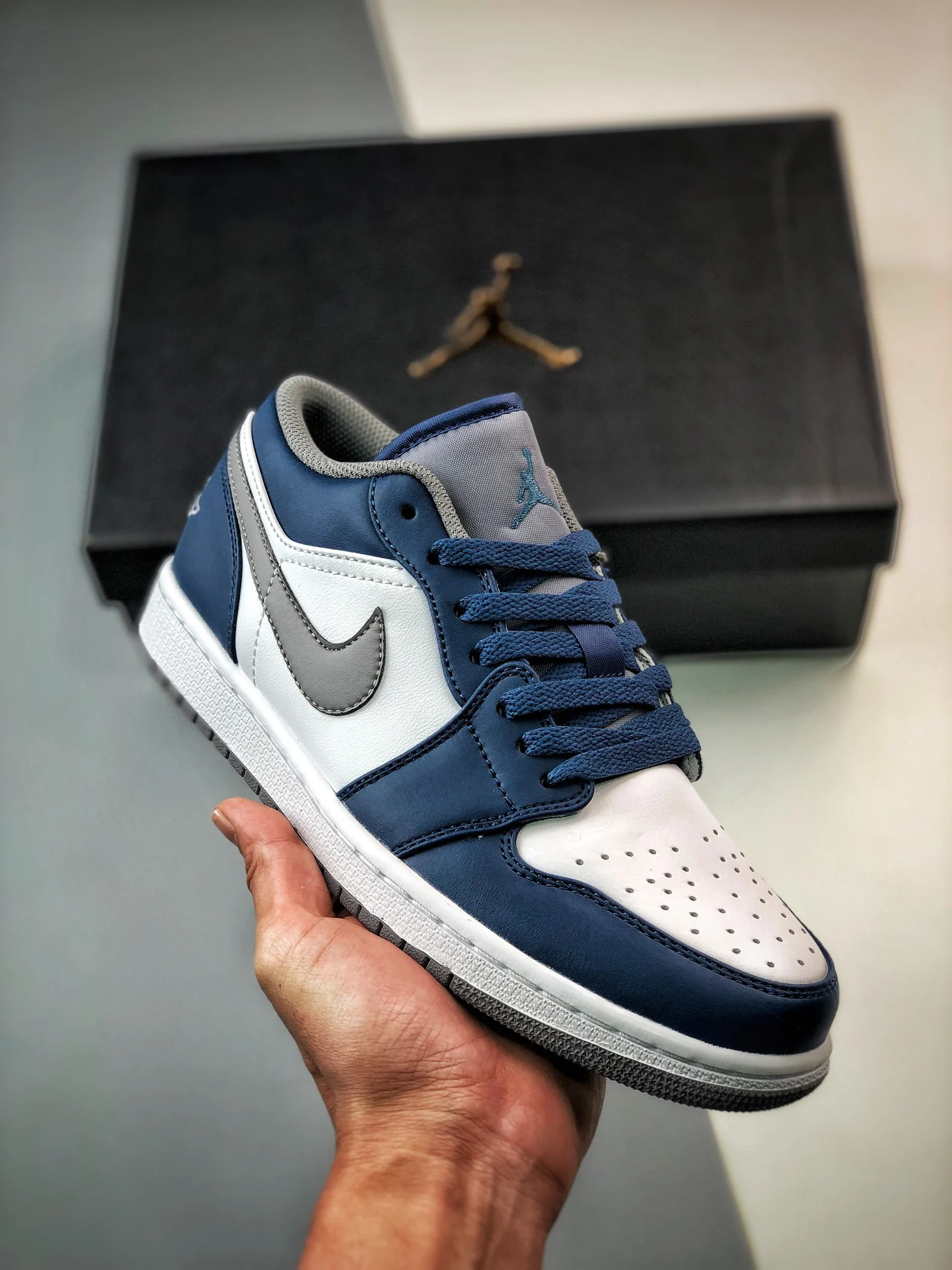 Air Jordan 1 Low True Blue White Cement Grey 553558-412 For Sale