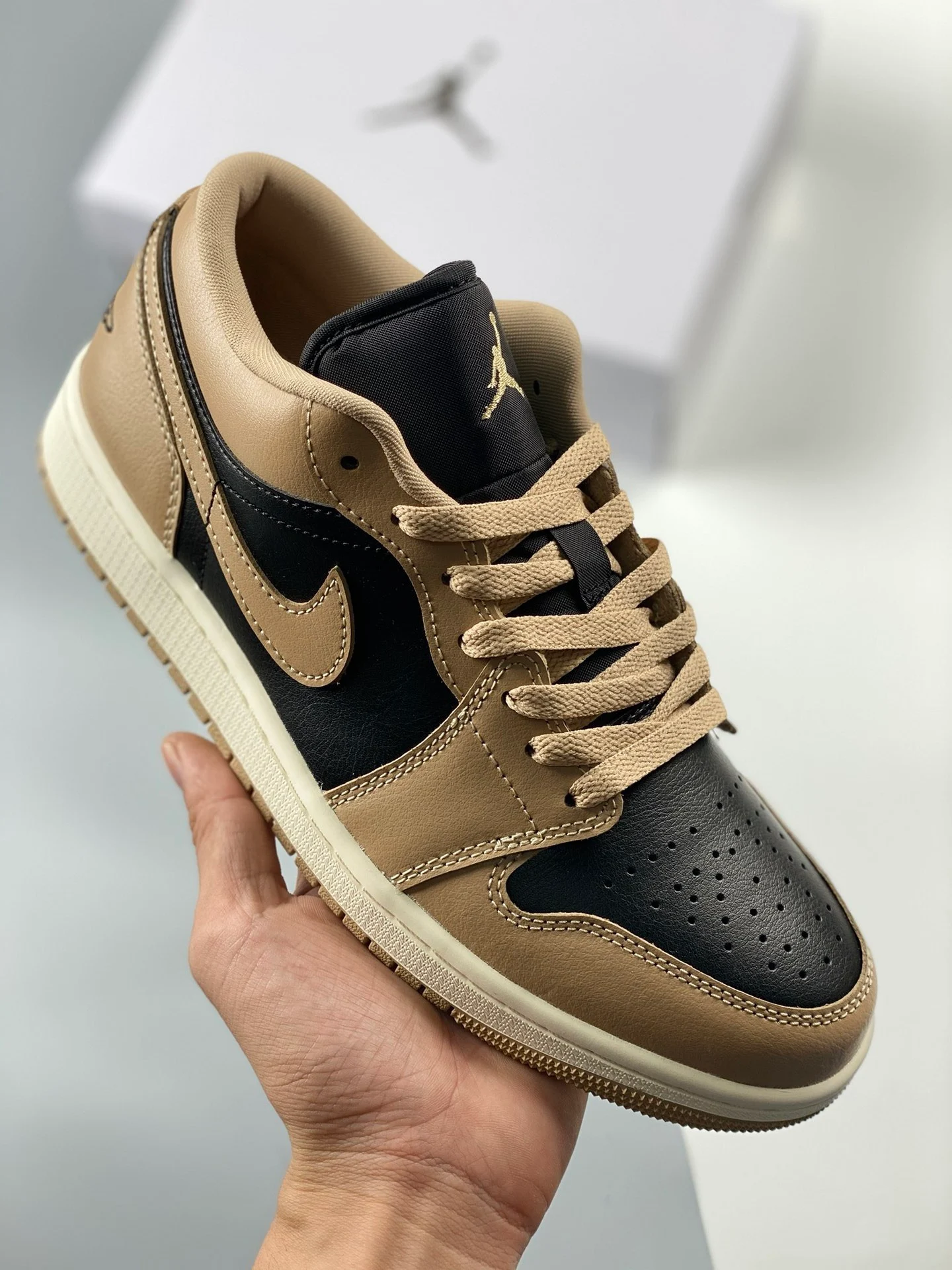 Air Jordan 1 Low Vachetta Tan Desert Sail Black DC0774-201 For Sale