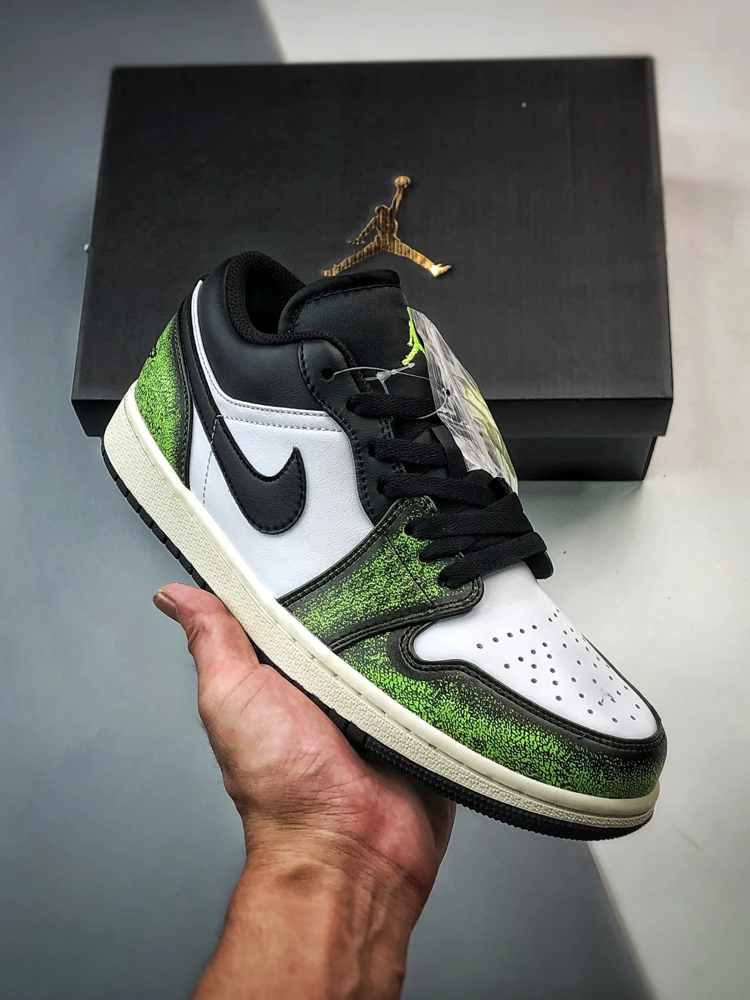 Air Jordan 1 Low Wear-Away Black Green DN3705-003 For Sale