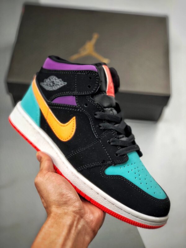 Air Jordan 1 Mid Multi-Color Black Total Orange On Sale